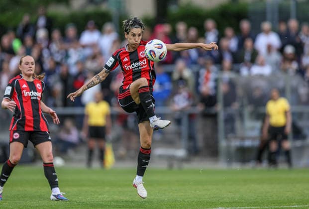 GER, Frankfurt, Eintracht Frankfurt vs FC Nürnberg, Google Pixel Bundesliga, Fussball, DFB, Spielzeit 2025 2026, Stadion am Brentanobad, 24. Spieltag im Bild: Sara Doorsoun (Eintracht Frankfurt Frauen 23) DFB DFL REGULATIONS PROHIBIT ANY USE OF PHOTOGRAPHS AS IMAGE SEQUENCES AND OR QUASI-VIDEO, 04.05.2026 Copyright: HMBxMedia HendrikxHamelau