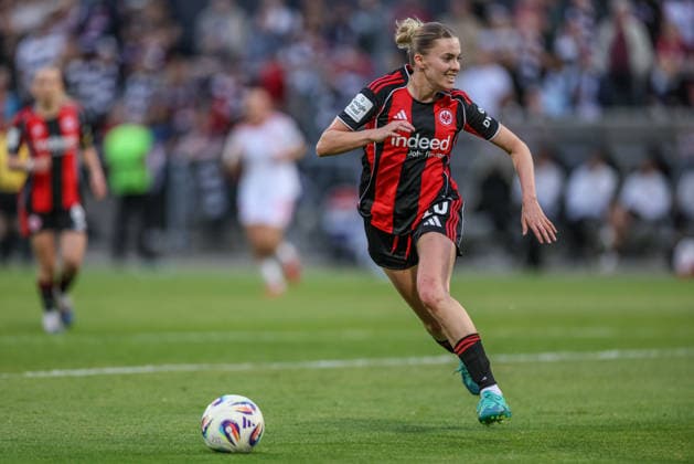 GER, Frankfurt, Eintracht Frankfurt vs FC Nürnberg, Google Pixel Bundesliga, Fussball, DFB, Spielzeit 2025 2026, Stadion am Brentanobad, 24. Spieltag im Bild: Laura Freigang (Eintracht Frankfurt Frauen 10) DFB DFL REGULATIONS PROHIBIT ANY USE OF PHOTOGRAPHS AS IMAGE SEQUENCES AND OR QUASI-VIDEO, 04.05.2026 Copyright: HMBxMedia HendrikxHamelau