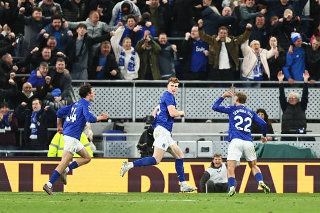 Jake O Brien of Everton celebrates scoring their sides second goal Everton v Manchester City, Premier League, Football, Hill Dickinson Stadium, Liverpool , UK - 04 May 2026Liverpool Hill Dickinson Stadium United Kingdom EDITORIAL USE ONLY No use with unauthorised audio, video, data, fixture lists, club league logos or live services. Online in-match use limited to 120 images, no video emulation. No use in betting, games or single club league player publications.  Copyright: xPhilxOldham Shutterstockx 16854616aw