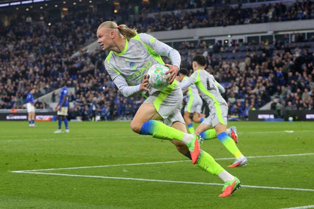 Erling Haaland of Manchester City celebrates scoring their sides second goal Everton v Manchester City, Premier League, Football, Hill Dickinson Stadium, Liverpool , UK - 04 May 2026Liverpool Hill Dickinson Stadium United Kingdom EDITORIAL USE ONLY No use with unauthorised audio, video, data, fixture lists, club league logos or live services. Online in-match use limited to 120 images, no video emulation. No use in betting, games or single club league player publications.  Copyright: xPhilxOldham Shutterstockx 16854616bc
