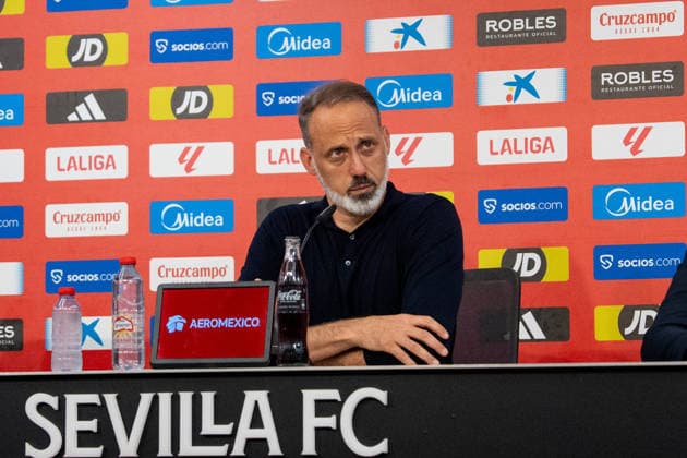 Real Sociedad head coach, Pellegrino Matarazzo press conference, PK, Pressekonferenz after the La Liga EA Sports match between Sevilla FC and Real Sociedad at Estadio Ramon Sanchez Pizjuan on May 4th 2026, in Sevilla, Spain  Copyright: xAndresxLopezxSheridanxx xSPPx Sportspressphoto_SPR142078