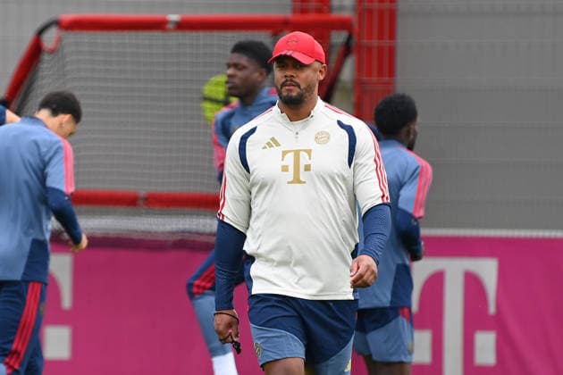 Trainer Vincent KOMPANY (Bayern Einzelbild,angeschnittenes Einzelmotiv,Halbfigur,halbe Figur. Abschlusstraining am 05.05.2026 vor dem Fussball Champions League Halbfinale FC Bayern-Muenchen - Paris Saint Germain (PSG)
