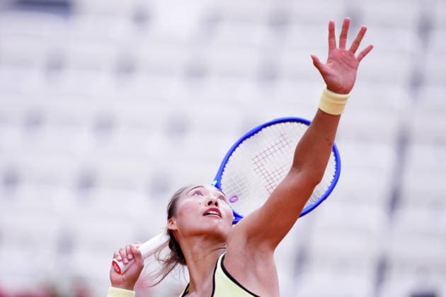 Qinwen Zheng (CHN) during the match between Anna Bondar (HUN) and Qinwen Zheng (CHN) at the Italian Open in Rome, Tuesday, May 5, 2026. (Alfredo Falcone LaPresse)  Copyright: xAlfredoxFalcone LaPressex