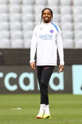 May 5, 2026, Munich, Bavaria, Germany: BRADLEY BARCOLA of Paris Saint-Germain during the last training session ahead of the UEFA Champions League 2025 26 Semi-final Leg 2 game against Bayern Munich at the Allianz Arena in Munich, Germany. Munich Germany - ZUMAc179 20260505_zep_c179_071 Copyright: xMickaelxChavetx