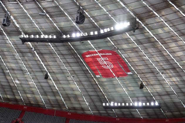 May 5, 2026, Munich, Bavaria, Germany: FRANZ BECKENBAUER jersey in the Allianz Arena stadium is seen during the Paris Saint-Germain last training session ahead of the UEFA Champions League 2025 26 Semi-final Leg 2 game against Bayern Munich at the Allianz Arena in Munich, Germany. Munich Germany - ZUMAc179 20260505_zep_c179_079 Copyright: xMickaelxChavetx
