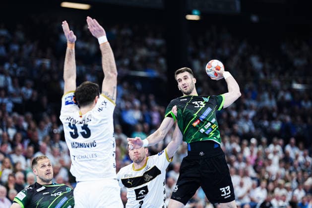 Wurf Tor Aleksandar Cenic Stamenkovic (RK Nexe, 33) GER, THW Kiel vs. RK Nexe, Handball, EHF European League, Viertelfinale, Rückspiel, Saison 2025 2026, 05.05.2026 GER, THW Kiel vs. RK Nexe, Handball, EHF European League, Viertelfinale, Rückspiel, Saison 2025 2026, 05.05.2026 Kiel Copyright: xEibner-Pressefoto MarcelxvonxFehrnx EP_MFN