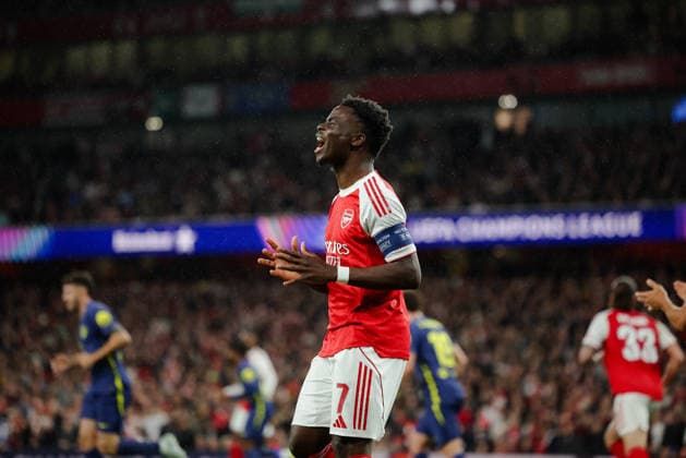 Champions League 2025 26 Semi Final 2nd Leg Arsenal v Atletico Madrid Emirates Stadium 05.05.2026 Bukayo Saka of Arsenal Champions League 2025 26 Semi Final 2nd Leg Arsenal v Atletico Madrid Emirates Stadium 05.05.2026 Photograph By Marc Aspland The Times  Copyright: xMarcxAsplandx NINTCHDBPICT001078544256
