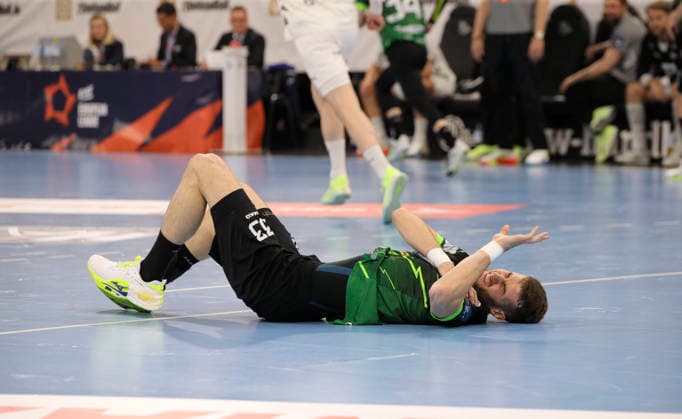 photo : Verlierer am Boden , Aleksandar Cenic Stamenkovic (Nasice) Handball Herren am Di. 05.05.2026 Mens EHF European League , THW Kiel - RK Nexe Nasice