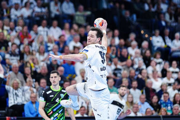 Wurf Tor Veron Nacinovic (THW Kiel, 93) GER, THW Kiel vs. RK Nexe, Handball, EHF European League, Viertelfinale, Rückspiel, Saison 2025 2026, 05.05.2026 GER, THW Kiel vs. RK Nexe, Handball, EHF European League, Viertelfinale, Rückspiel, Saison 2025 2026, 05.05.2026 Kiel Copyright: xEibner-Pressefoto MarcelxvonxFehrnx EP_MFN