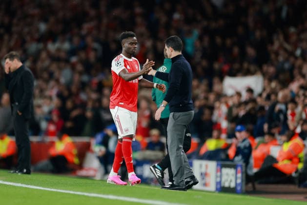 Champions League 2025 26 Semi Final 2nd Leg Arsenal v Atletico Madrid Emirates Stadium 05.05.2026 Bukayo Saka of Arsenal subbed off Champions League 2025 26 Semi Final 2nd Leg Arsenal v Atletico Madrid Emirates Stadium 05.05.2026 Photograph By Marc Aspland The Times  Copyright: xMarcxAsplandx NINTCHDBPICT001078552678