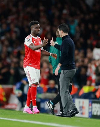 Champions League 2025 26 Semi Final 2nd Leg Arsenal v Atletico Madrid Emirates Stadium 05.05.2026 Bukayo Saka of Arsenal subbed off Champions League 2025 26 Semi Final 2nd Leg Arsenal v Atletico Madrid Emirates Stadium 05.05.2026 Photograph By Marc Aspland The Times  Copyright: xMarcxAsplandx NINTCHDBPICT001078552687