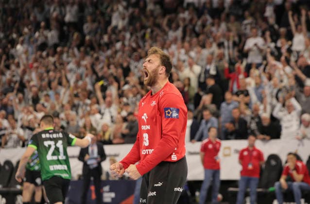 photo : Jubel beim Siebenmeterwerfen bei den Spielern aus Kiel, Torhüter Andreas WOLFF (Kiel) hält mal wieder Handball Herren am Di. 05.05.2026 Mens EHF European League , THW Kiel - RK Nexe Nasice