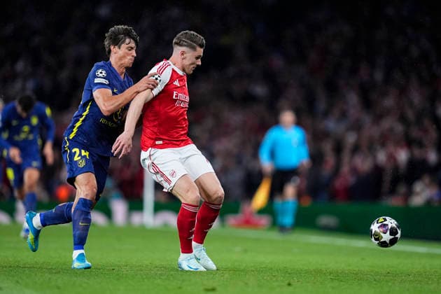 May 5, 2026, London, London, England: Viktor Gyokeres of Arsenal FC and Robin Le Normand of Atletico de Madrid compete for the ball during the UEFA Champions League 2025 26 Semi Final Second Leg match between Arsenal FC and Atletico de Madrid at Emirates Stadium on May 05, 2026, in London, England. London England - ZUMAa181 20260505_zaa_a181_088 Copyright: xDennisxAgyemanx