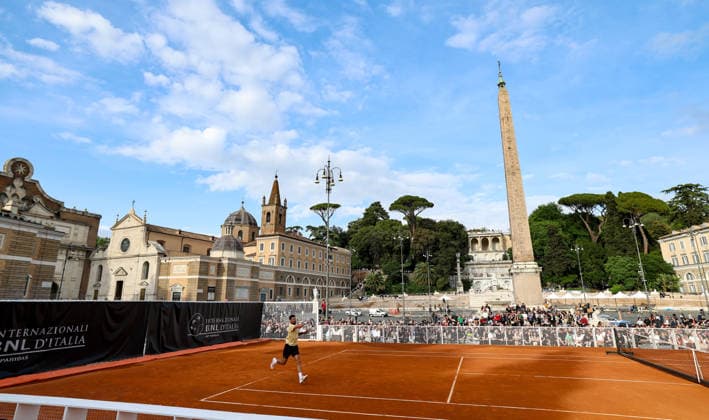 (260506) -- ROME, May 6, 2026 -- Novak Djokovic of Serbia attends a training session before the ATP, Tennis Herren Italian Open on a temporary clay tennis court at Piazza del Popolo in Rome, Italy, May 5, 2026. ) (SP)ITALY-ROME-TENNIS-ATP-ITALIAN OPEN-NOVAK DJOKOVIC-TRAINING WangxKaiyan 