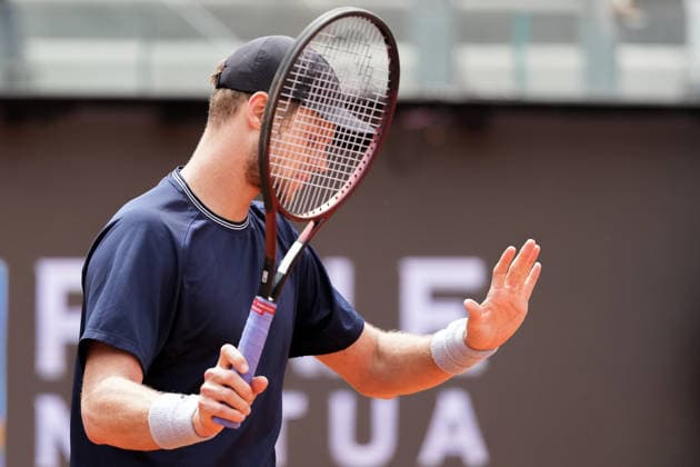 Yannick Hanfmann of Germany reacts during the match against Hubert Hurkacz of Poland at the Internazionali BNL d Italia 2026 tennis tournament at Foro Italico in Rome, Italy on May, 6, 2026. AntoniettaxBaldassarre