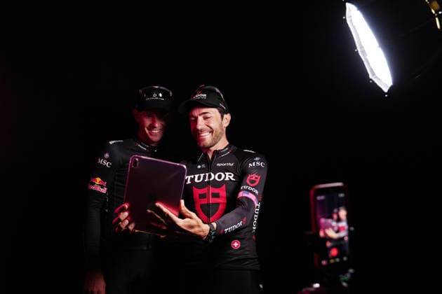 Tudor Team on the backstage during the teams presentation ahead of the Giro d™Italia cycling race in Burgas. The race starts on Friday, May 8, with the first stage over 160 km, from Nessebar to Burgas, Bulgaria - Wednesday, May 6, 2026. - cycling.  Copyright: xMassimoxPaolonex xLaPressex