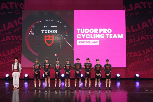 TUDOR PRO CYCLING TEAM during the teams presentation ahead of the Giro d™Italia cycling race in Burgas. The race starts on Friday, May 8, with the first stage over 160 km, from Nessebar to Burgas, Bulgaria - Wednesday, May 6, 2026. - cycling.  Copyright: xFabioxFerrarix xLaPressex