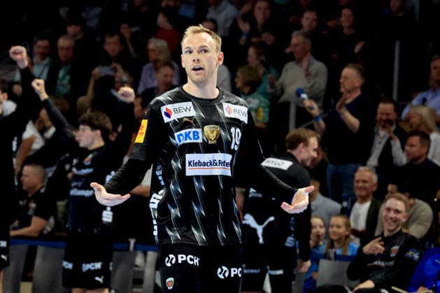 DEU, Machineseeker EHF Champions League, Fuechse Berlin vs. One VeszprŽm HC, 06.05.2026, Max-Schmeling-Halle, Berlin, DEU, Machineseeker EHF Champions League, Fuechse Berlin vs. One VeszprŽm HC, im Bild Mathias Gidsel (Fuechse Berlin 19)