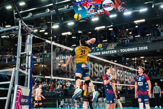 Volleyball I Herren I Saison 2025-2026 I Bundesliga I Finale I SVG Lüneburg - Berlin Recycling Volleys I 06.05.2026 Sho Takahashi (21, SVG Lüneburg) beim Einschlagen Copyright: xLobeca Björn-OlexKehmx