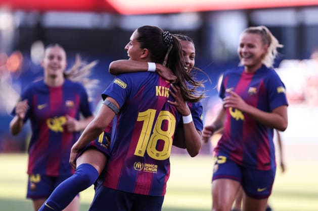 May 6, 2026, Sant Joan Despi, Barcelona, Spain: Victoria Lopez Serrano Felix of FC Barcelona, Barca celebrates a goal with Francisca Ramos Ribeiro Nazareth Sousa during the Spanish Women league, Liga F, football match played between FC Barcelona and Levante UD at Johan Cruyff Stadium on May 06, 2026 in Sant Joan Despi, Barcelona. FC Barcelona V Levante UD - Liga F  - ZUMAa181 20260506_zaa_a181_032 Copyright: xJavierxBorregox