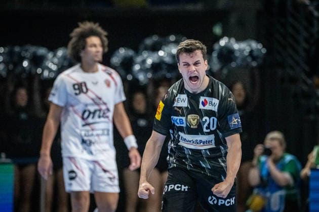 Handball Berlin 06.05.2026 Saison 2025 2026 Championsleague Champions League Männer, Herren Viertelfinale Rückspiel Füchse Berlin - One Veszprem HC Jubel Füchse Tim Freihöfer (Füchse Berlin, No.20)