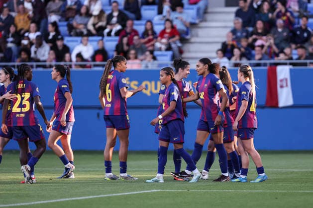 May 6, 2026, Sant Joan Despi, Barcelona, Spain: Claudia Pina Medina of FC Barcelona, Barca celebrates a goal with teammates during the Spanish Women league, Liga F, football match played between FC Barcelona and Levante UD at Johan Cruyff Stadium on May 06, 2026 in Sant Joan Despi, Barcelona. FC Barcelona V Levante UD - Liga F  - ZUMAa181 20260506_zaa_a181_055 Copyright: xJavierxBorregox