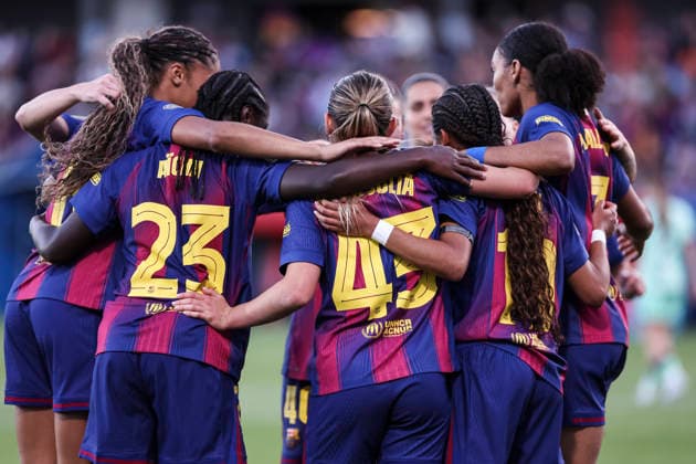 May 6, 2026, Sant Joan Despi, Barcelona, Spain: Carla Julia of FC Barcelona, Barca celebrates a goal with teammates during the Spanish Women league, Liga F, football match played between FC Barcelona and Levante UD at Johan Cruyff Stadium on May 06, 2026 in Sant Joan Despi, Barcelona. Sant Joan Despi Spain - ZUMAa181 20260506_zaa_a181_061 Copyright: xJavierxBorregox
