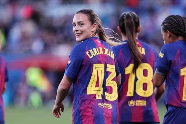 May 6, 2026, Sant Joan Despi, Barcelona, Spain: Carla Julia of FC Barcelona, Barca celebrates a goal during the Spanish Women league, Liga F, football match played between FC Barcelona and Levante UD at Johan Cruyff Stadium on May 06, 2026 in Sant Joan Despi, Barcelona. FC Barcelona V Levante UD - Liga F  - ZUMAa181 20260506_zaa_a181_067 Copyright: xJavierxBorregox