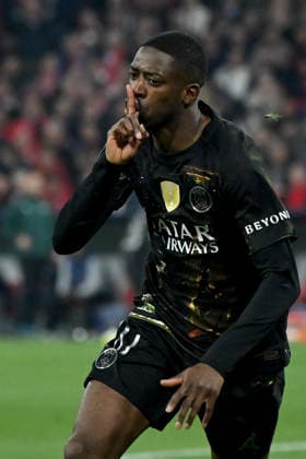06.05.2026, xemx, Fussball UEFA Champions League 1 2 Finale, FC Bayern Muenchen - Paris St. Germain v.l. Torjubel nach dem Tor zum celebrating the goal celebrate 0:1 durch Ousmane Dembele (Paris St. Germain) (DFL DFB REGULATIONS PROHIBIT ANY USE OF PHOTOGRAPHS as IMAGE SEQUENCES and or QUASI-VIDEO) Muenchen