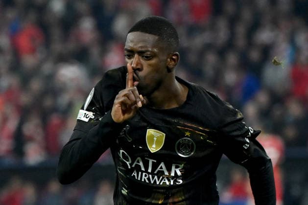 06.05.2026, xemx, Fussball UEFA Champions League 1 2 Finale, FC Bayern Muenchen - Paris St. Germain v.l. Torjubel nach dem Tor zum celebrating the goal celebrate 0:1 durch Ousmane Dembele (Paris St. Germain) (DFL DFB REGULATIONS PROHIBIT ANY USE OF PHOTOGRAPHS as IMAGE SEQUENCES and or QUASI-VIDEO) Muenchen