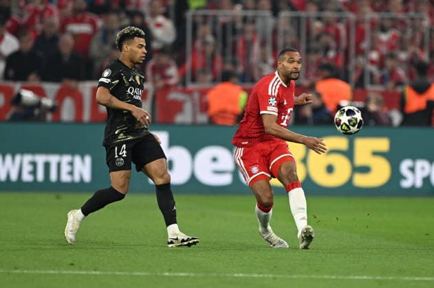 FC Bayern Munich v PSG - UEFA Champions League MUNICH, GERMANY - MAY6 Desire Douse of Paris Saint-Germain in action against Jonathan Tah of FC Bayern Munich during the UEFA Champions League Semi-Final Second Leg match between FC Bayern Munich and Paris Saint-Germain at Football Arena Munich in Munich, Germany, on May 6, 2026. Halil Sagirkaya Anadolu Munich Germany. Editorial use only. Please get in touch for any other usage.  Copyright: x2026xAnadoluxHalilxSagirkayax