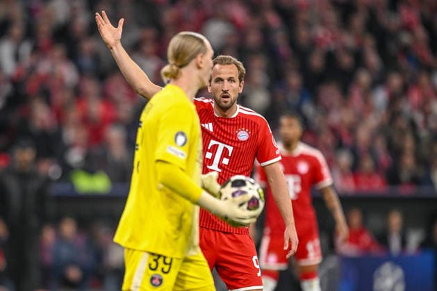 Harry Kane (FC Bayern München) gestures during the UEFA Champions League 2025 26 Semi Final Second Leg match between FC Bayern München and Paris Saint-Germain at Football Arena Munich on May 6, 2026 in Munich, Germany. (Photo by Harry Langer DeFodi Images) -