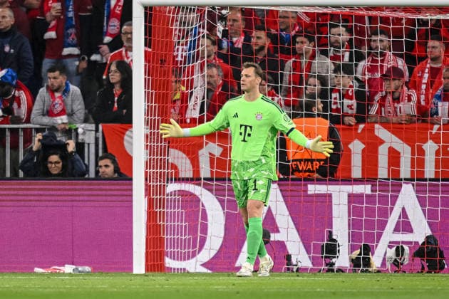 Torwart Manuel Neuer (FC Bayern München) gestures during the UEFA Champions League 2025 26 Semi Final Second Leg match between FC Bayern München and Paris Saint-Germain at Football Arena Munich on May 6, 2026 in Munich, Germany. (Photo by Harry Langer DeFodi Images) -