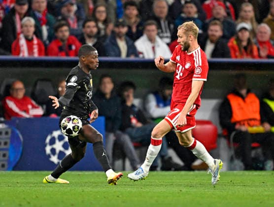 RECORD DATE NOT STATED 06.05.2026, Fussball UEFA Championsleague 2025 2026: Halbfinale Rückpiel, FC Bayern München - Paris St. Germain, in der Allianz-Arena München, Konrad Laimer (FC Bayern München) schiesst an
