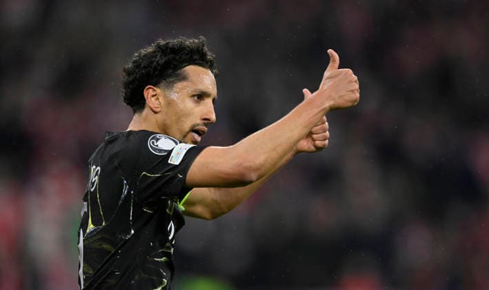 Marquinhos FC Paris Saint-Germain PSG (05) Gestik Geste Daumen hoch FC Bayern Muenchen FCB vs Paris Saint-Germain PSG CL Champions League Halbfinale Rueckspiel 06.05.2026 DFL REGULATIONS PROHIBIT ANY USE OF PHOTOGRAPHS AS IMAGE SEQUENCES AND OR QUASI-VIDEO FC Bayern Muenchen FCB vs Paris Saint-Germain PSG CL Champions League