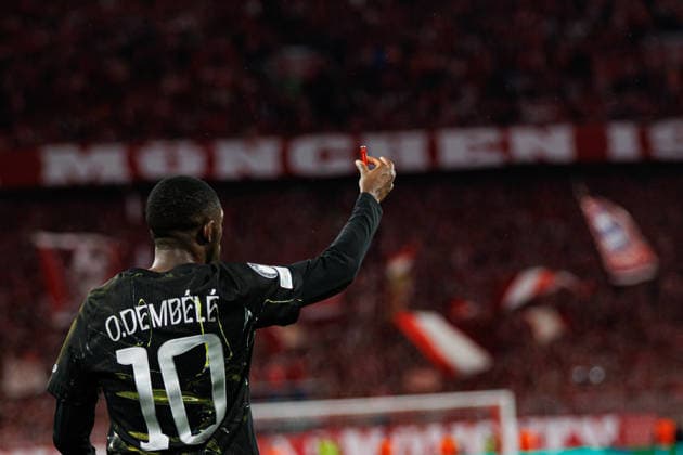 Ousmane Dembele seen during UEFA Champions League semifinal game between teams o FC Bayern Munchen and Paris Saint-Germain (Grzegorz Wajda Ball Raw Images) Munich Allianz Arena Germany Copyright: xGrzegorzxWajdax grzegorzwajda_bayern_psg_2526_5-1