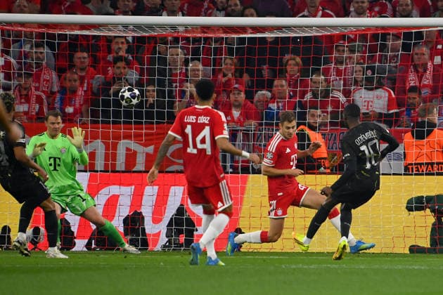 Tor Ousmane DEMBELE (PSG) zum 0-1, Aktion,Torschuss. Fussball Champions League,Saison 2025 26, Halbfinale FC Bayern-Muenchen - Paris Saint Germain (PSG) am 06.05.2026 A L L I A N Z A R E N A.