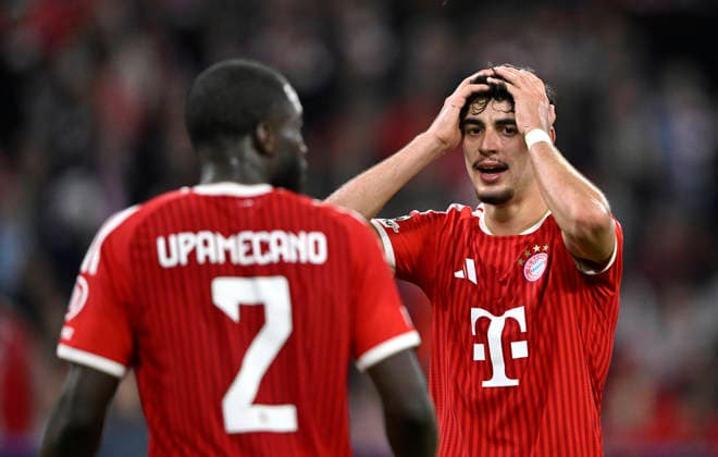 Aleksandar Pavlovic FC Bayern Muenchen FCB (45) Enttaeuschung enttaeuscht nach vergebener Torchance Gestik Geste Dayot Upamecano FC Bayern Muenchen FCB (02) FC Bayern Muenchen FCB vs Paris Saint-Germain PSG CL Champions League Halbfinale Rueckspiel 06.05.2026 DFL REGULATIONS PROHIBIT ANY USE OF PHOTOGRAPHS AS IMAGE SEQUENCES AND OR QUASI-VIDEO FC Bayern Muenchen FCB vs Paris Saint-Germain PSG CL Champions League