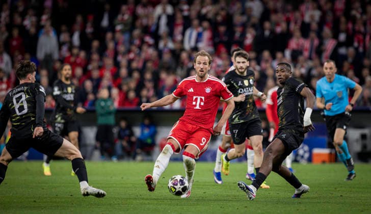 Munich, Germany. 06th Mai 2026. Harry Kane (FCB) Willian Pacho (Paris) FC Bayern München - Paris Saint Germain 06.05.2026