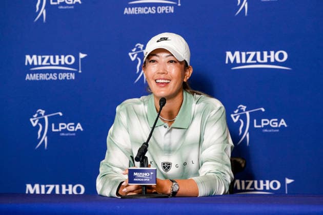 May 6, 2026, West Caldwell, New Jersey, USA: Michelle Wie West (USA) speaks to the media prior to the 2026 Mizuho Americas Open at Mountain Ridge Country Club. West Caldwell USA - ZUMAw109 20260506_fap_w109_020 Copyright: xDebbyxWongx