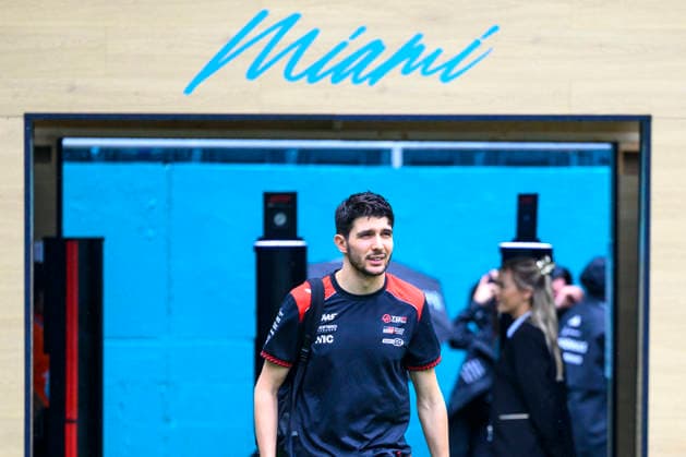 MIAMI GARDENS, FL - MAY 03: TGR Haas driver Esteban Ocon of France walks into the Team Village before start of the Formula 1 Crypto.com Miami Grand Prix on May 3, 2026, at Miami International Autodrome in Miami Gardens, FL. (Photo by Doug Murray Icon Sportswire) AUTO: MAY 03 F1 Miami Grand Prix EDITORIAL USE ONLY Icon796260503095
