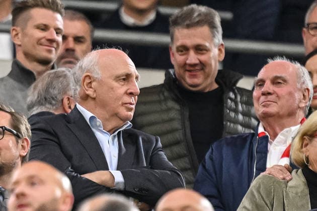 Dieter and Uli Hoeneß (FC Bayern München) Looks on during the UEFA Champions League 2025 26 Semi Final Second Leg match between FC Bayern München and Paris Saint-Germain at Football Arena Munich on May 6, 2026 in Munich, Germany. (Photo by Harry Langer DeFodi Images) -