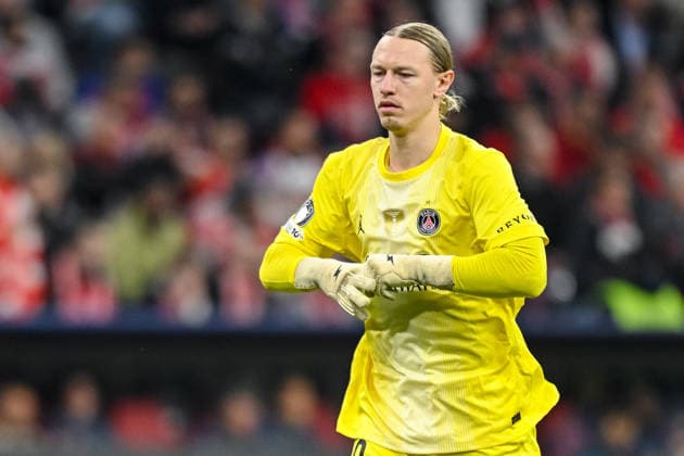 Torwart Matvei Safonov (Paris Saint-Germain FC) Looks on during the UEFA Champions League 2025 26 Semi Final Second Leg match between FC Bayern München and Paris Saint-Germain at Football Arena Munich on May 6, 2026 in Munich, Germany. (Photo by Harry Langer DeFodi Images) -