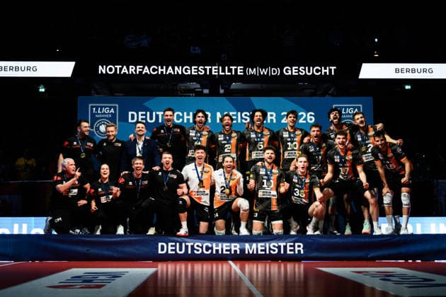 06.05.2026, LKH Arena, Lüneburg Lueneburg Volleyball, Bundesliga Männer Maenner, Play-offs, Finale, SVG Lüneburg Lueneburg vs. Berlin Recycling Volleys Siegerehrung Deutscher Meister 2026: Berlin Recycling Volleys