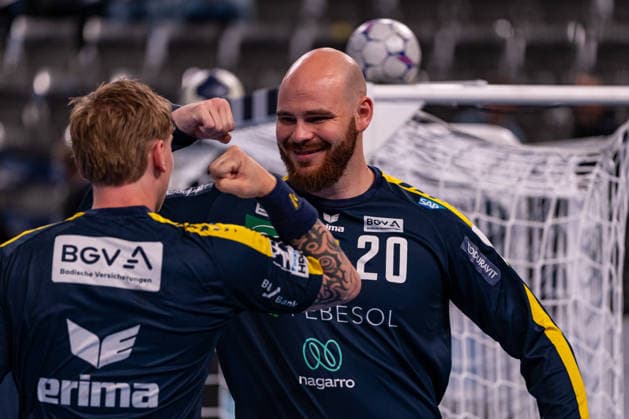 DAIKIN Handball Bundesliga: TVB Stuttgart vs. Rhein-Neckar Löwen; 07.05.2026 Stuttgart, GERMANY - 07. Mai 2026: Mike Jensen (Rhein-Neckar Löwen, 20) beim Warm-up vor dem Match zwischen dem TVB Stuttgart und den Rhein-Neckar Löwen am 31. Spieltag der Daikin Handball Bundesliga in der Porsche-Arena. Copyright: xBEAUTIFULxSPORTS Steinx