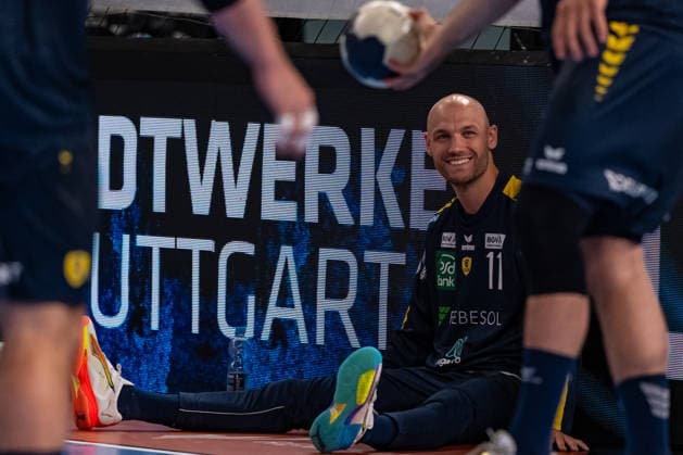 DAIKIN Handball Bundesliga: TVB Stuttgart vs. Rhein-Neckar Löwen; 07.05.2026 Stuttgart, GERMANY - 07. Mai 2026: Lukas Sandell (Rhein-Neckar Löwen, 11) beim Warmup vor dem Match zwischen dem TVB Stuttgart und den Rhein-Neckar Löwen am 31. Spieltag der Daikin Handball Bundesliga in der Porsche-Arena. Copyright: xBEAUTIFULxSPORTS Steinx