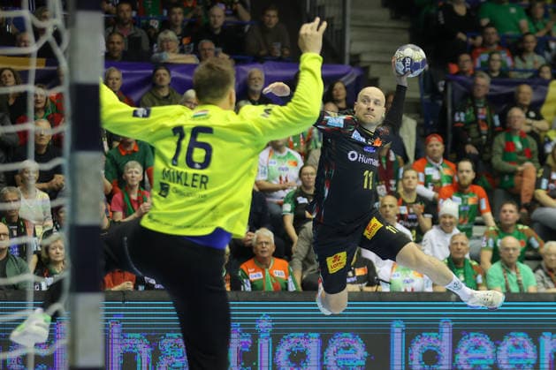 07.05.2026, xtgx, Handball, EHF Champions League 1 4 Finale, SC Magdeburg - Pick Szeged v.l. Daniel Pettersson (Magdeburg, 11) wirft Tor, Torschuetze, erzielt Tor, Treffer, scores the goal Magdeburg