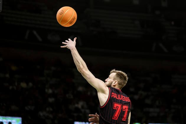 May 7, 2026, Badalona, Barcelona, Spain: Martynas Paliukenas of Rytas Vilnius in action during the Final Four Basketball Champions League Semi Finals basketball match played between Rytas Vilnius and La Laguna Tenerife at Palau Olimpic Badalona on May 07, 2026 in Badalona, Barcelona, Spain. Badalona Spain - ZUMAa181 20260507_zaa_a181_019 Copyright: xJavierxBorregox