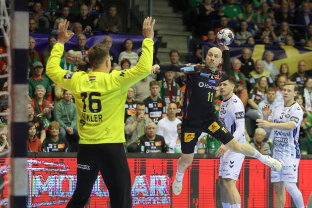07.05.2026, xtgx, Handball, EHF Champions League 1 4 Finale, SC Magdeburg - Pick Szeged v.l. Daniel Pettersson (Magdeburg, 11) wirft Tor, Torschuetze, erzielt Tor, Treffer, scores the goal Magdeburg