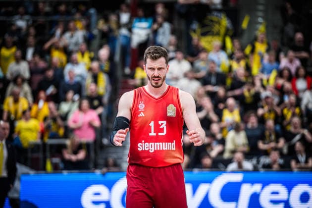 Andreas Obst (FC Bayern Basketball, 13) - sichtlich unzufrieden ueber Spielverlauf trotz klarer Fuehrung GER, MHP Riesen Ludwigsburg vs. FC Bayern Muenchen Basketball, Basketball Bundesliga, easycredit BBL, 33. Spieltag, Spielzeit 2025 2026, 07.05.2026 GER, MHP Riesen Ludwigsburg vs. FC Bayern Muenchen Basketball, Basketball Bundesliga, easycredit BBL, 33. Spieltag, Spielzeit 2025 2026, 07.05.2026 Ludwigsburg Copyright: xSandyxDinkelackerx EP_SDR